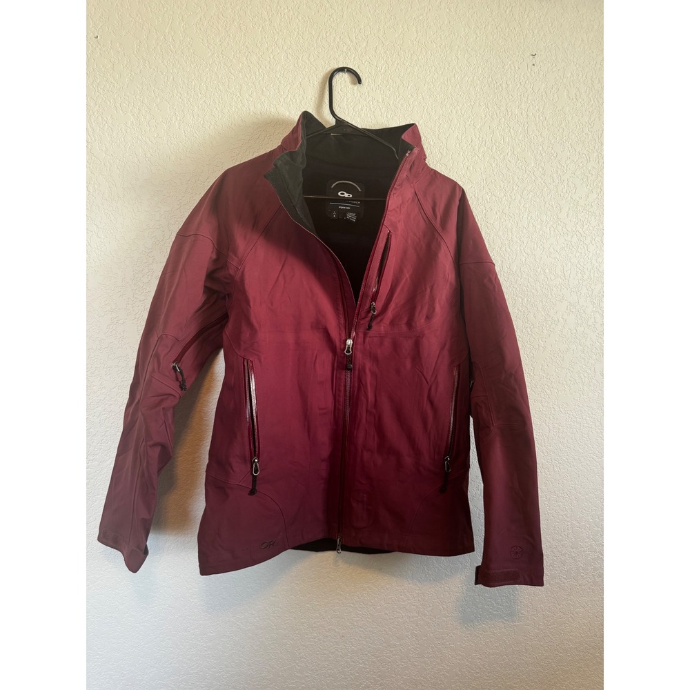 Outdoor Research‎ Ski Jacket Womens Large Burgundy Waterproof Powder Skirt Shell